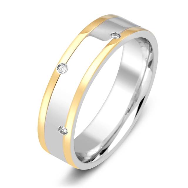 Обручальное кольцо из комбинированного золота с бриллиантами TIAMO (014904)