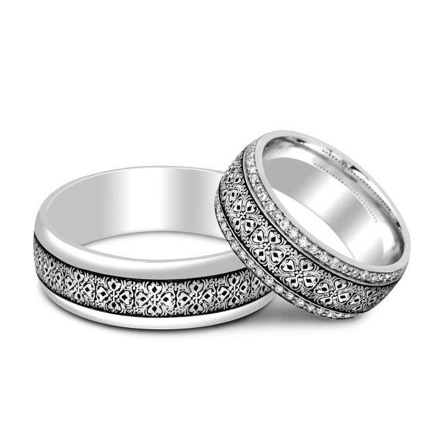 Обручальное кольцо из белого золота с бриллиантами (003870)