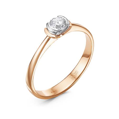 Помолвочное кольцо из комбинированного золота с бриллиантом (043802)