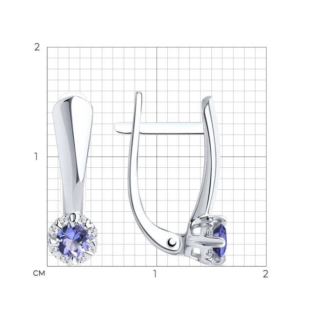 Серьги из белого золота с бриллиантами и танзанитами (038419)