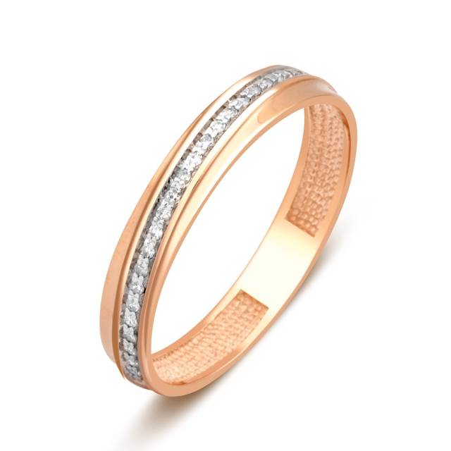 Обручальное кольцо из красного золота с бриллиантами (024045)
