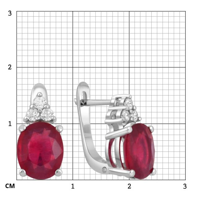 Серьги из белого золота с бриллиантами и рубинами (046926)