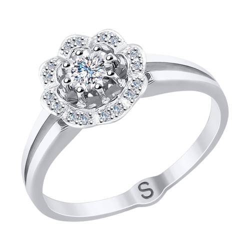 Помолвочное кольцо из белого золота с бриллиантами (036371)