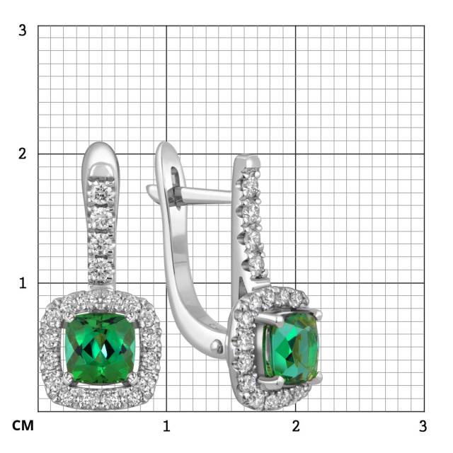 Серьги из белого золота золота с бриллиантами и турмалинами (057510)