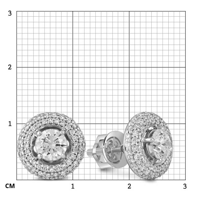 Серьги пусеты из белого золота с бриллиантами (052006)