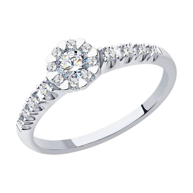 Помолвочное кольцо из белого золота с бриллиантами (047369)