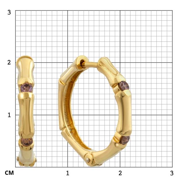 Серьги конго из жёлтого золота с коньячными бриллиантами (053804)