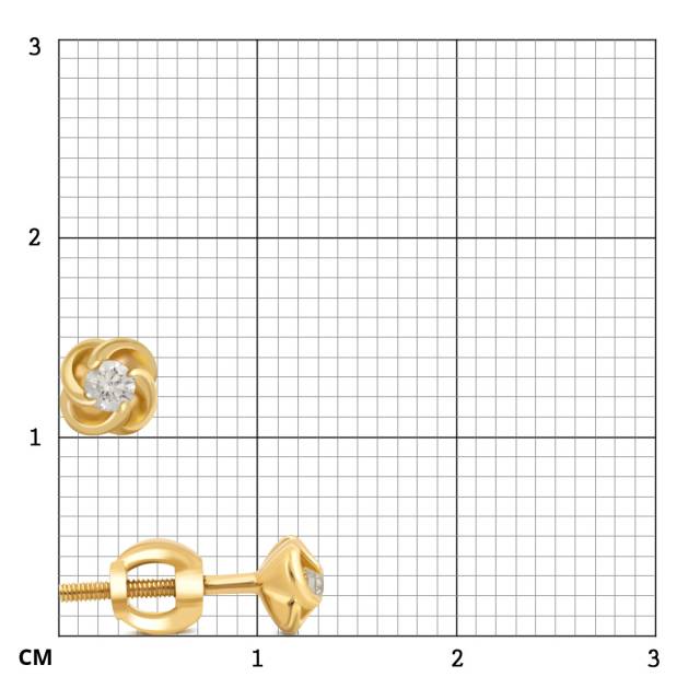Серьги пусеты из жёлтого золота с бриллиантами (032720)