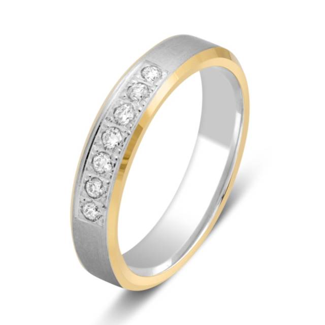 Обручальное кольцо из комбинированного золота с бриллиантами (028792)