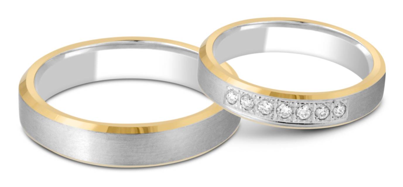 Обручальное кольцо из комбинированного золота с бриллиантами (028792)