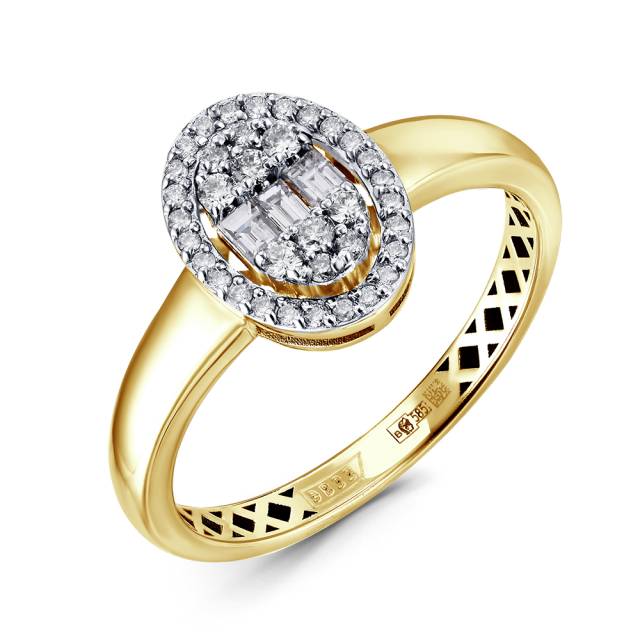 Кольцо из жёлтого золота с бриллиантами (055836)