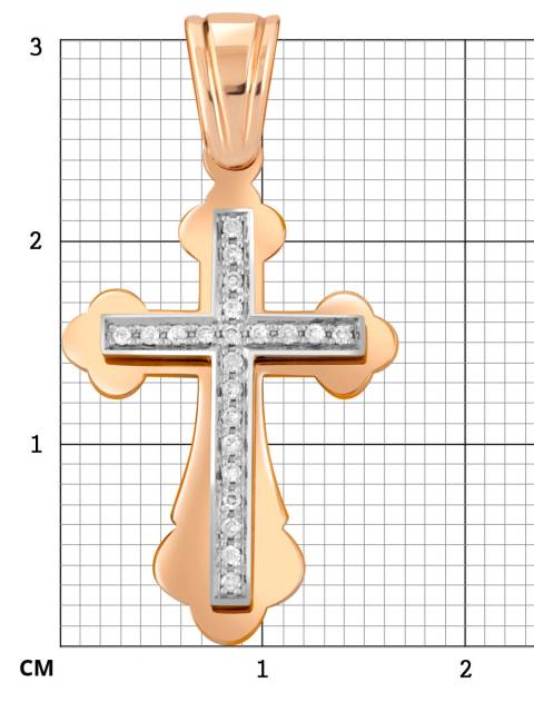 Кулон крест из комбинированного золота с бриллиантами (043235)