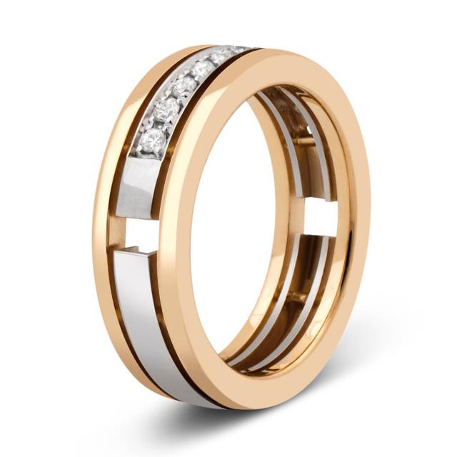 Обручальное кольцо из комбинированного золота с бриллиантами (044483)