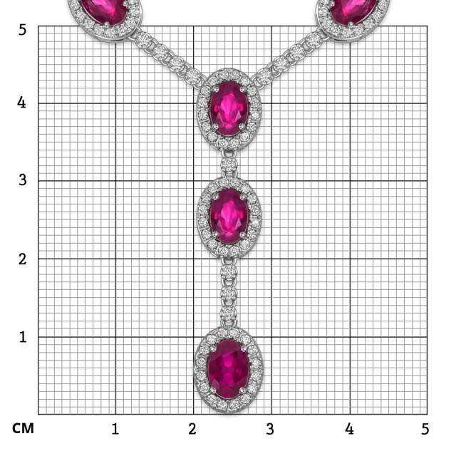 Колье из белого золота с бриллиантами и рубинами (056130)