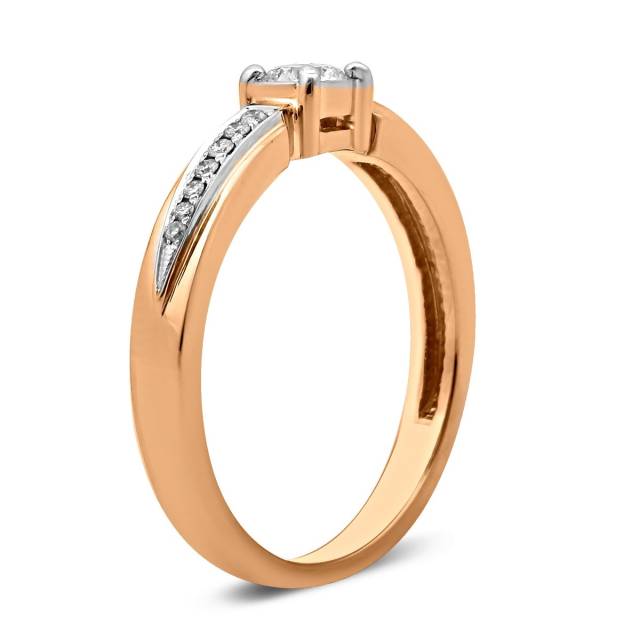 Помолвочное кольцо из комбинированного золота с бриллиантами (025677)