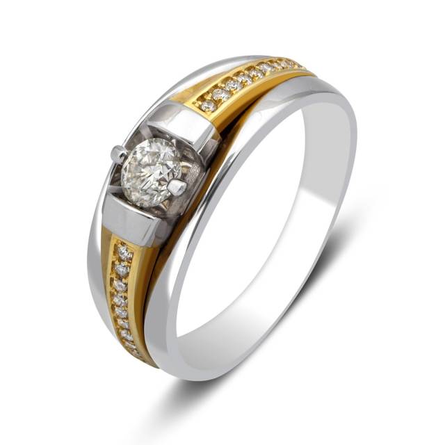 Помолвочное кольцо из комбинированного золота с бриллиантами (025514)