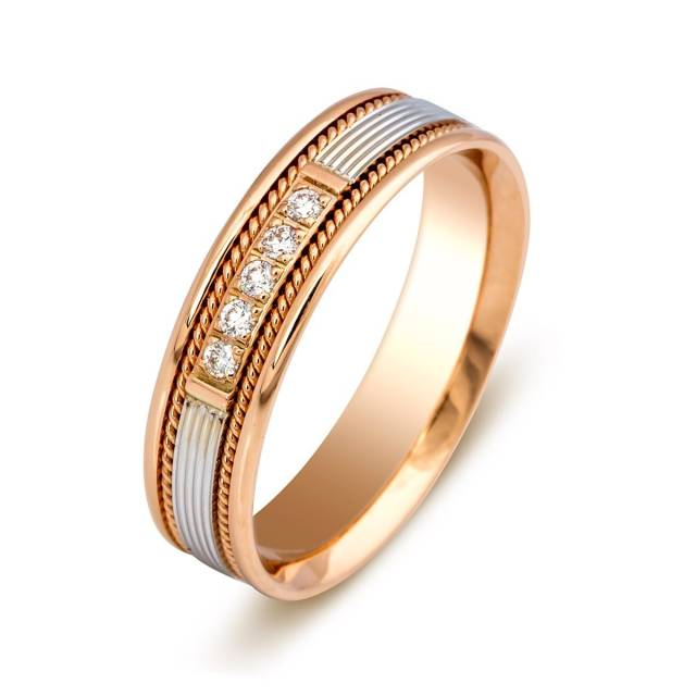 Обручальное кольцо из комбинированного золота с бриллиантами (011207)