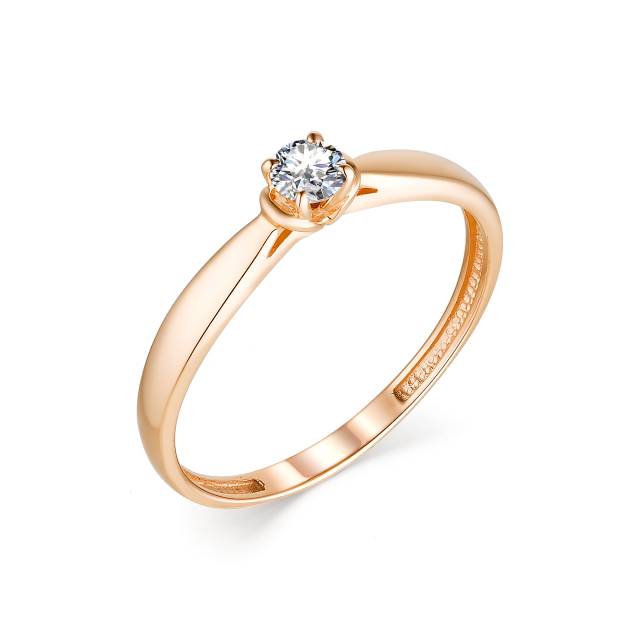 Помолвочное кольцо из красного золота с бриллиантом (042020)