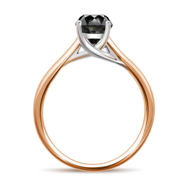 Помолвочное кольцо из комбинированного золота с чёрным бриллиантом (046715)
