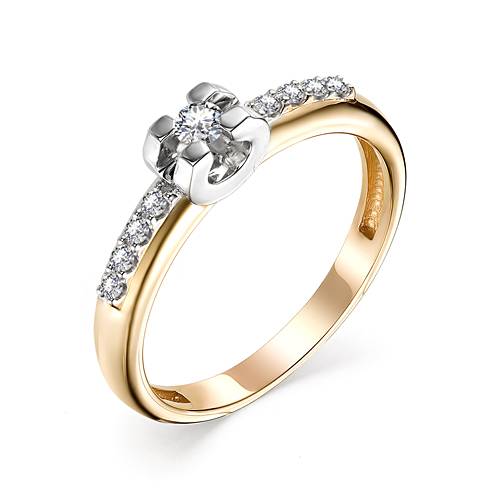 Помолвочное кольцо из комбинированного золота с бриллиантами (047515)