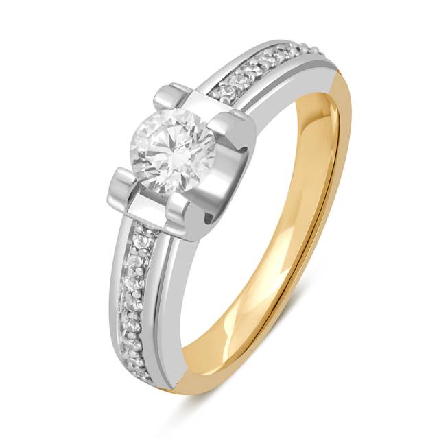 Помолвочное кольцо из комбинированного золота с бриллиантами (047818)