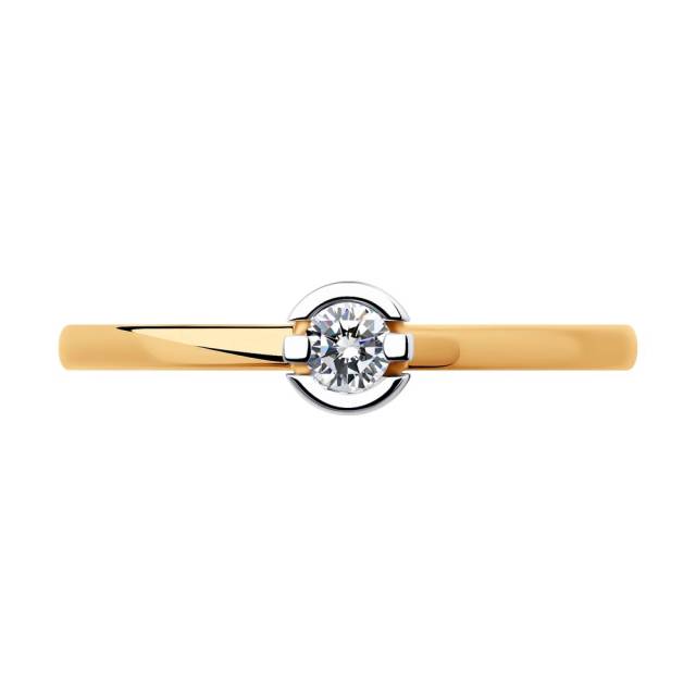 Помолвочное кольцо из красного золота с бриллиантом (045066)