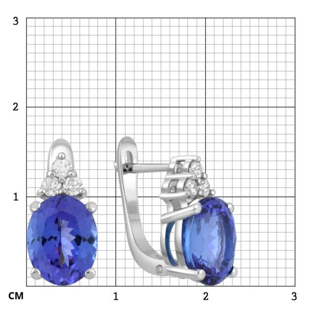 Серьги из белого золота с бриллиантами и танзанитами (047246)