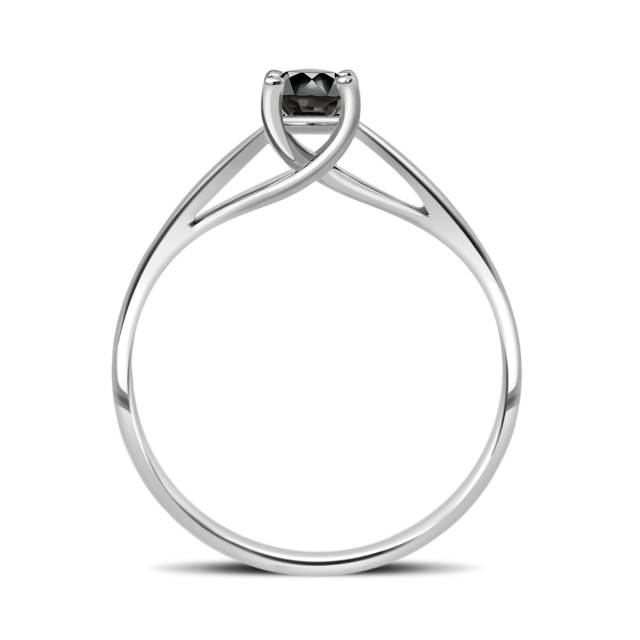 Помолвочное кольцо из белого золота с  чёрным бриллиантом (040813)