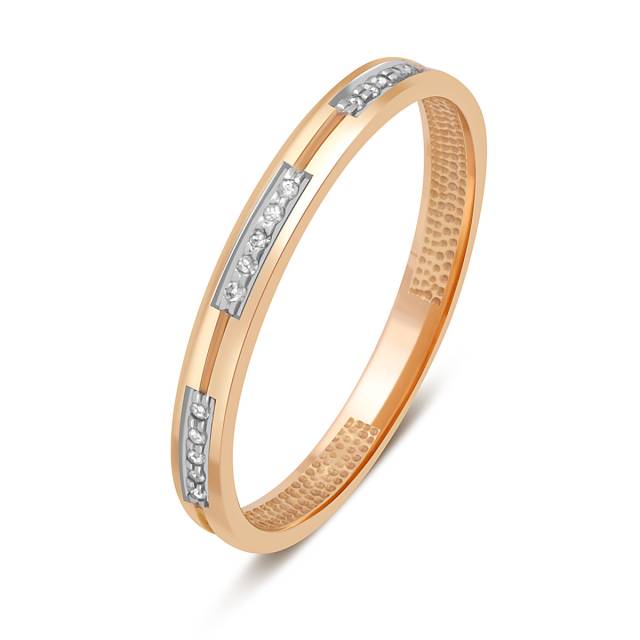 Обручальное кольцо из красного золота с бриллиантами (044459)