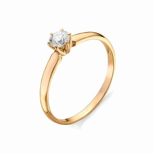 Помолвочное кольцо из красного золота с бриллиантом (034768)