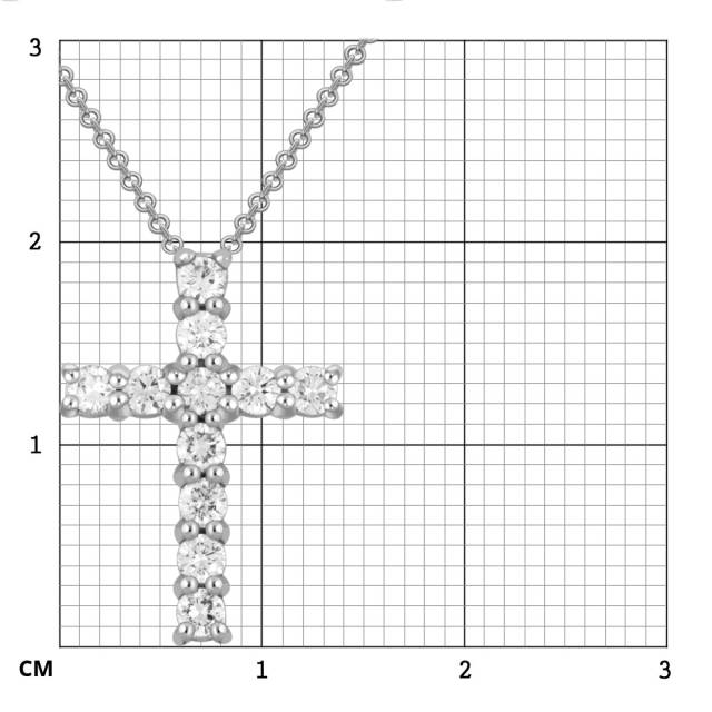 Колье крест из белого золота с бриллиантами (010454)