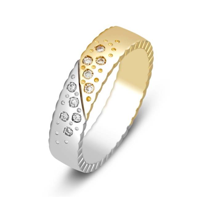 Обручальное кольцо из комбинированного золота с бриллиантами Tiamo (014932)