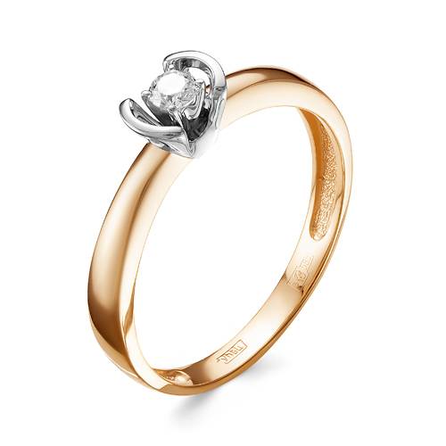 Помолвочное кольцо из комбинированного золота с бриллиантом (043051)