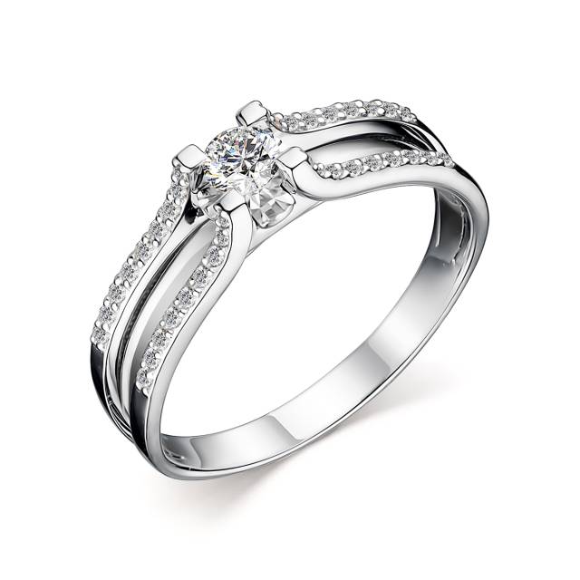 Помолвочное кольцо из белого золота с бриллиантами (048339)