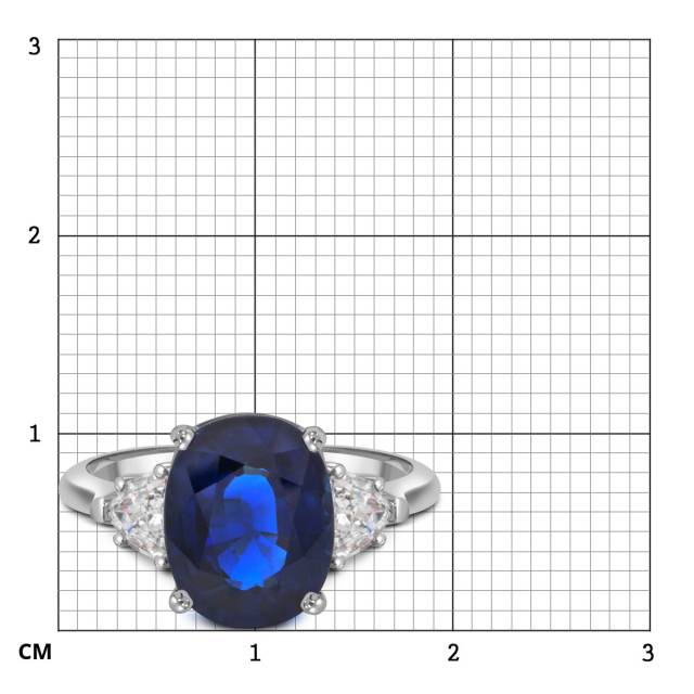 Кольцо из белого золота с бриллиантами и сапфиром (053548)