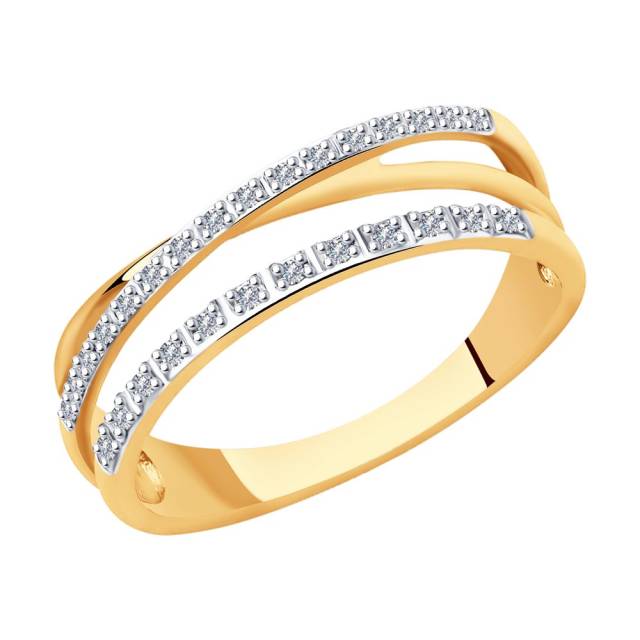 Кольцо из красного золота с бриллиантами (045233)