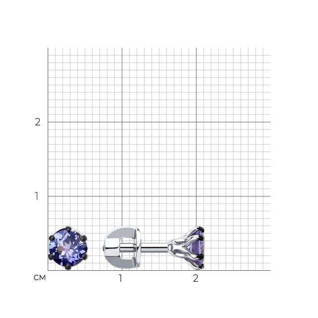 Серьги пусеты из белого золота с танзанитами (047411)
