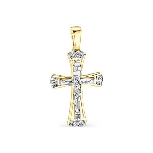 Кулон крест из комбинированного золота с бриллиантами (036184)