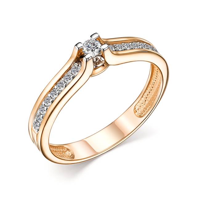 Помолвочное кольцо из красного золота с бриллиантами (049598)