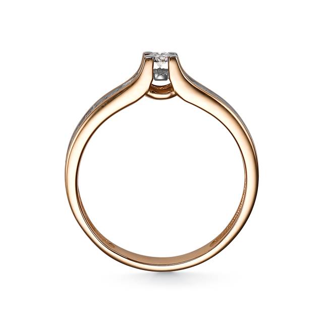 Помолвочное кольцо из красного золота с бриллиантами (049598)
