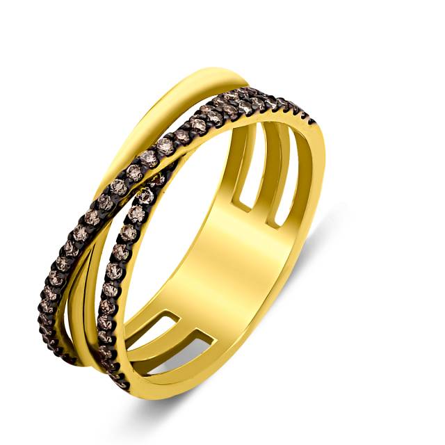 Кольцо из жёлтого золота с бриллиантами (025813)