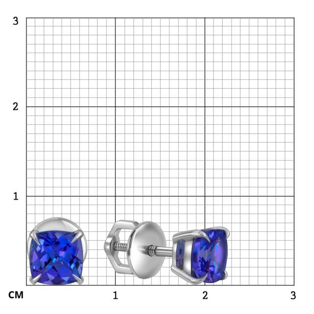 Серьги пусеты из белого золота с танзанитами (055050)
