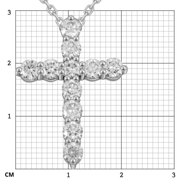 Колье крест из белого золота с бриллиантами (054851)