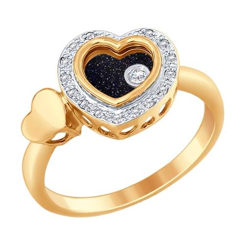 Помолвочное кольцо из красного золота с бриллиантами (029574)