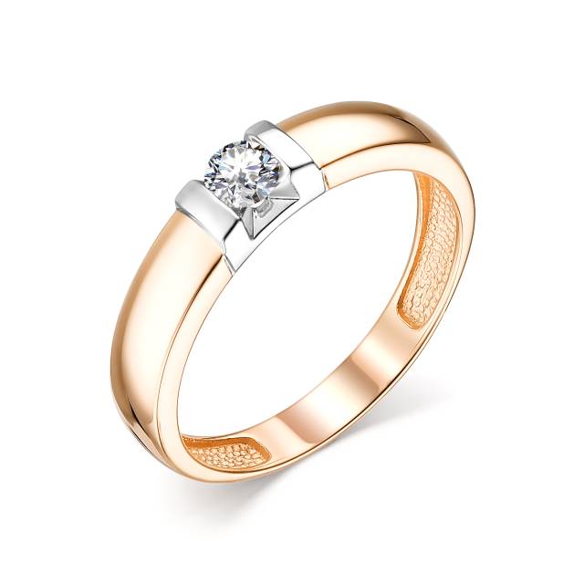 Помолвочное кольцо из красного золота с бриллиантом (044354)
