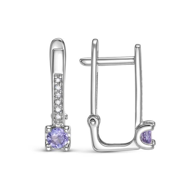 Серьги из белого золота с танзанитами и бриллиантами (064290)