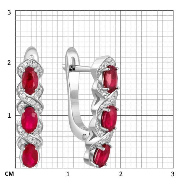 Серьги из белого золота с бриллиантами и рубинами (045992)