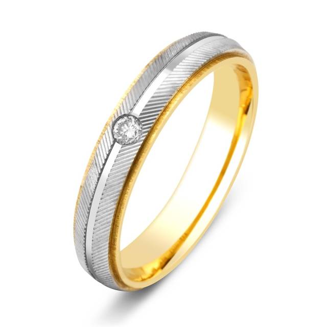 Обручальное кольцо из комбинированного золота с бриллиантом TIAMO (000054)