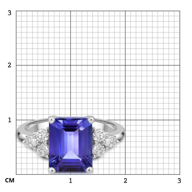 Кольцо из белого золота с бриллиантами и танзанитом (047244)