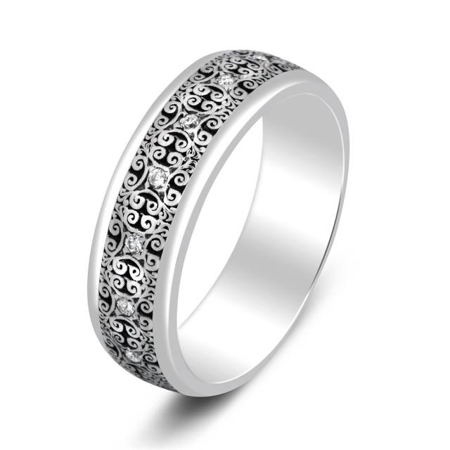 Обручальное кольцо из белого золота с бриллиантами (003871)